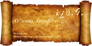 Árvay István névjegykártya